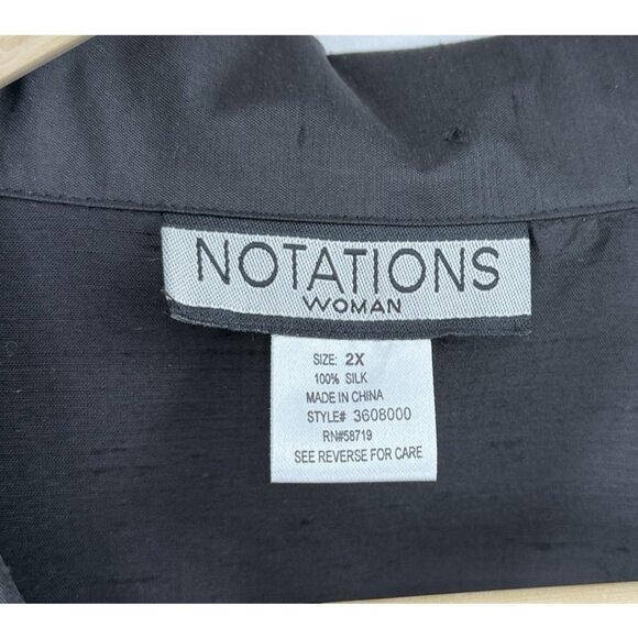 NWT Notations Plus Size 100% Silk 3/4 Sleeve Button Up Blouse Jacket 2x Preppy - Picture 4 of 12